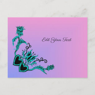 Heart with Flower and Butterfly on Rainbow Postcard