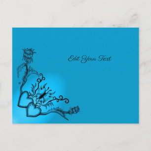 Heart with Flower and Butterfly on Rainbow Postcard