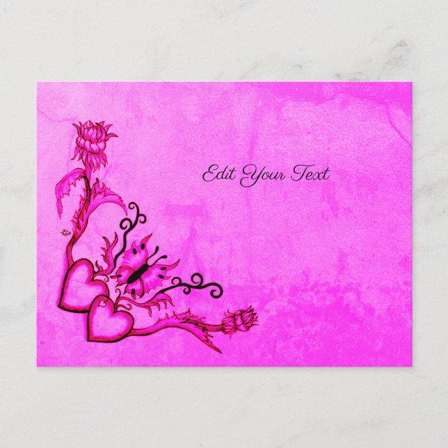 Heart with Flower and Butterfly Postcard (Front)