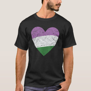 Heart with Genderqueer Flag Pride Month LGBTQIA T-Shirt