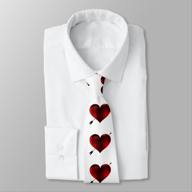 Heart with Gold Arrow Necktie (Tied)