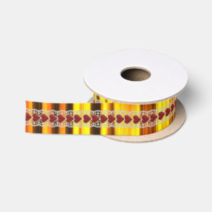 heart with gold Ribbon Satin Ribbon