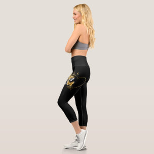 Heart with Golden Butterflies Capri Leggings