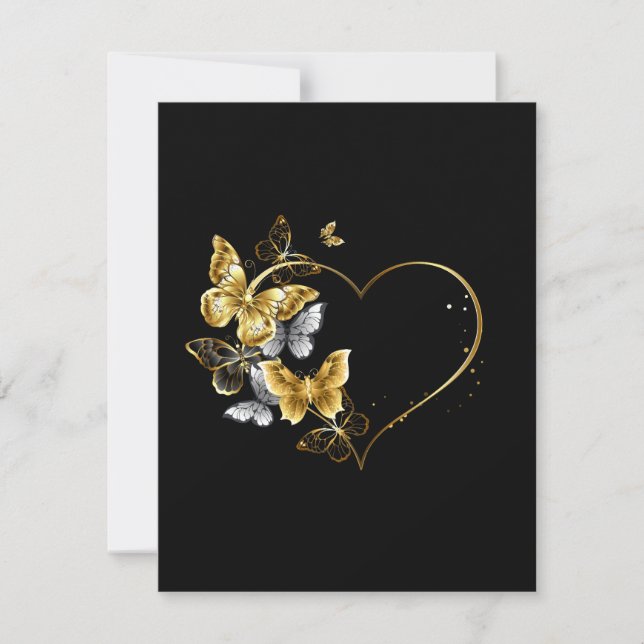 Heart with Golden Butterflies Card (Front)