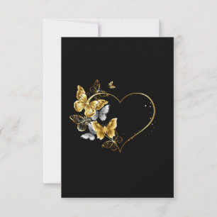 Heart with Golden Butterflies Card