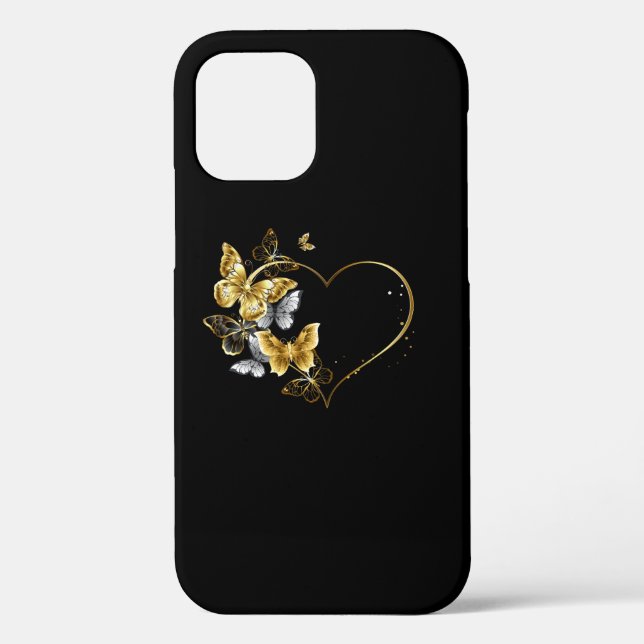 Heart with Golden Butterflies Case-Mate iPhone Case (Back)