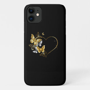 Heart with Golden Butterflies iPhone 11 Case
