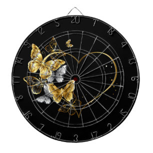 Heart with Golden Butterflies Dartboard