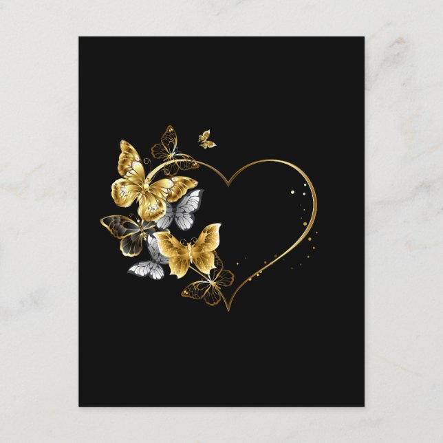 Heart with Golden Butterflies Enclosure Card (Front)