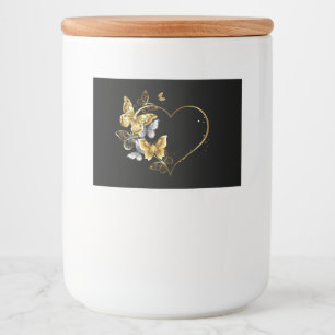 Heart with Golden Butterflies Food Label