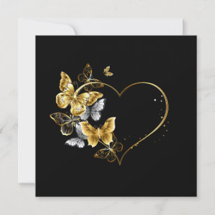 Heart with Golden Butterflies Holiday Card