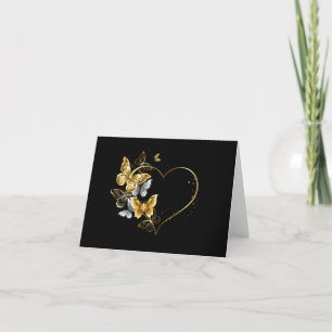 Heart with Golden Butterflies Holiday Card