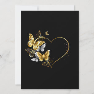 Heart with Golden Butterflies Holiday Card