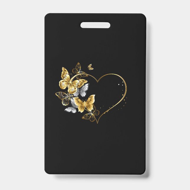 Heart with Golden Butterflies ID Badge (Front)