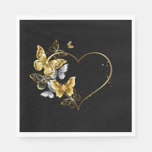 Heart with Golden Butterflies Napkin