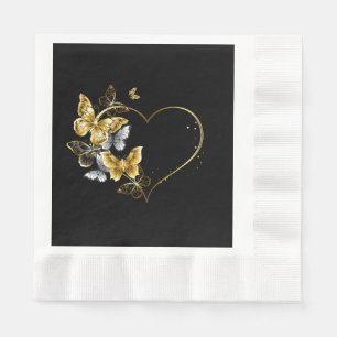 Heart with Golden Butterflies Napkin