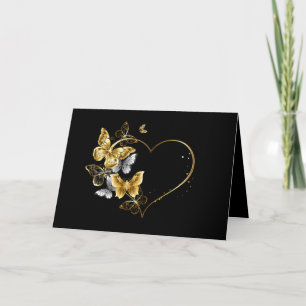Heart with Golden Butterflies Note Card