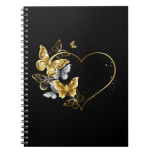 Heart with Golden Butterflies Notebook
