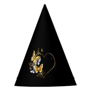 Heart with Golden Butterflies Party Hat