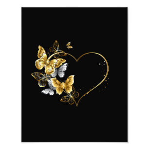 Heart with Golden Butterflies Photo Print