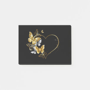 Heart with Golden Butterflies Post-it Notes