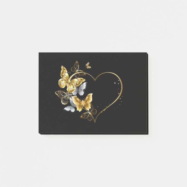 Heart with Golden Butterflies Post-it Notes (Front)