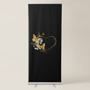 Heart with Golden Butterflies Retractable Banner