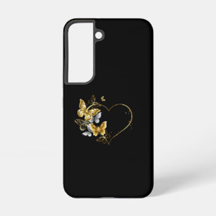 Heart with Golden Butterflies Samsung Galaxy Case