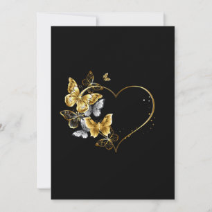 Heart with Golden Butterflies Save The Date