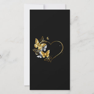 Heart with Golden Butterflies Save The Date