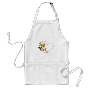 Heart with Golden Butterflies Standard Apron
