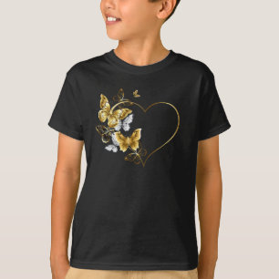 Heart with Golden Butterflies T-Shirt