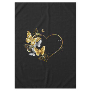 Heart with Golden Butterflies Tablecloth