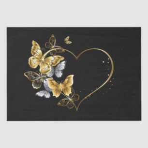 Heart with Golden Butterflies Tissue Paper