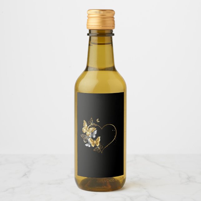 Heart with Golden Butterflies Wine Label (Front)
