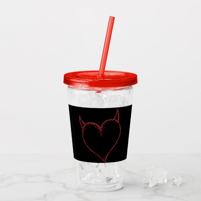 Heart With Horns Cup With Lid and Straw (Back Ice)