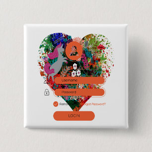 Heart with Login 15 Cm Square Badge