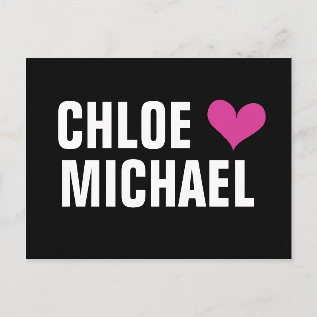 - heart with names (black) announcement postcard (Front)