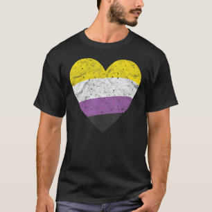 Heart with Non Binary Flag Nonbinary Pride Month T-Shirt
