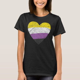 Heart with Non Binary Flag   Nonbinary Pride Month T-Shirt