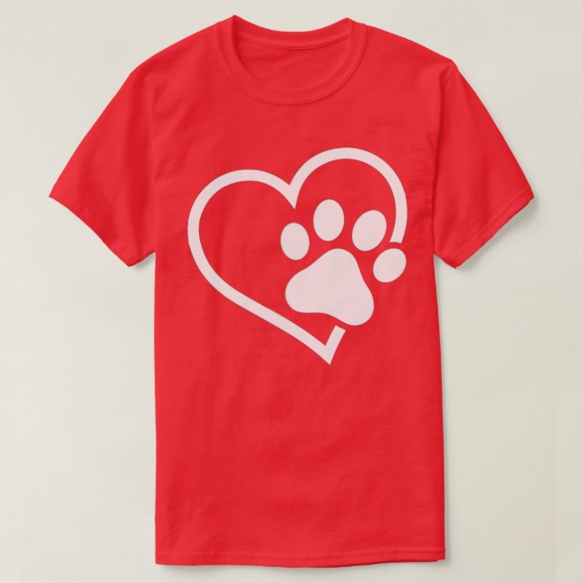 Heart with Paw For Cat or Dog Lovers  T-Shirt (Design Front)
