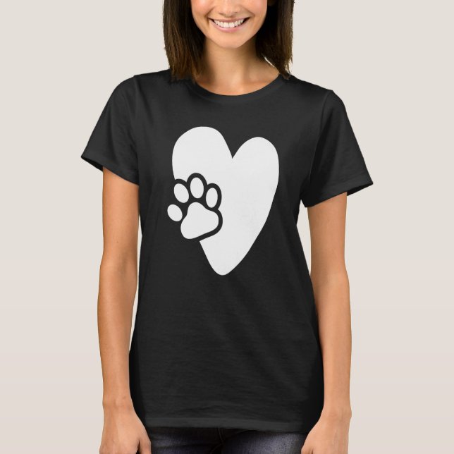 Heart with Paw Pet Design for Puppies Dogs Lovers  T-Shirt (Front)