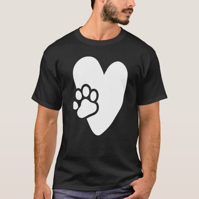 Heart with Paw Pet Design for Puppies Dogs Lovers  T-Shirt (Front)