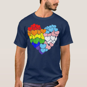 Heart With Rainbow And Transgender Flag For Pride T-Shirt
