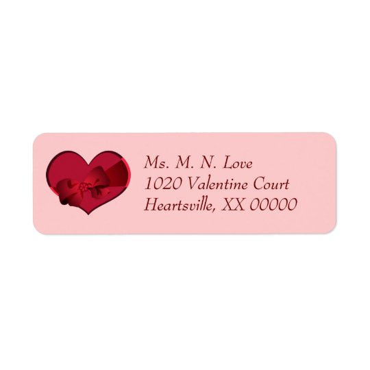 Heart with Red Bow Valentine Return Address Label