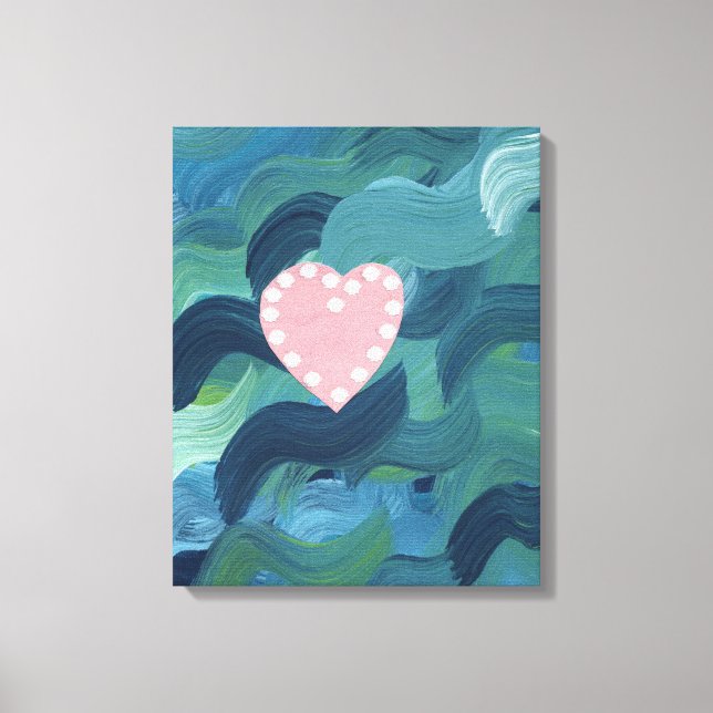 Heart with Seashells and Ocean Waves Canvas Print (Front)