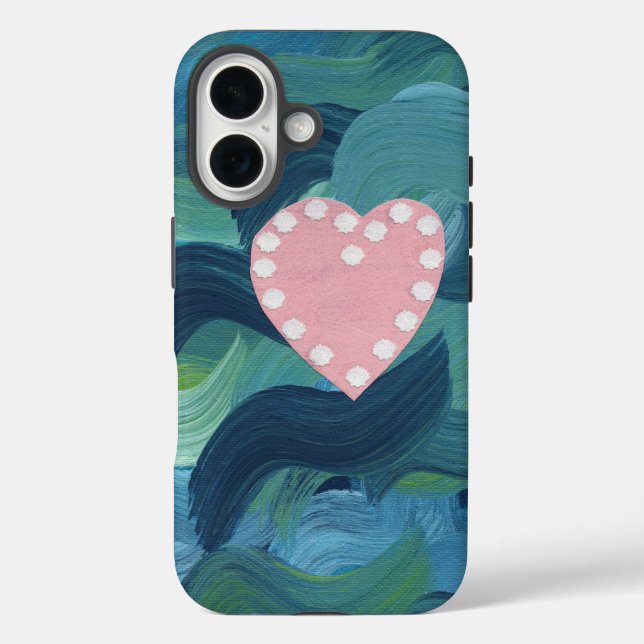 Heart with Seashells and Ocean Waves Case-Mate iPhone Case (Back)