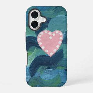 Heart with Seashells and Ocean Waves iPhone 16 Case