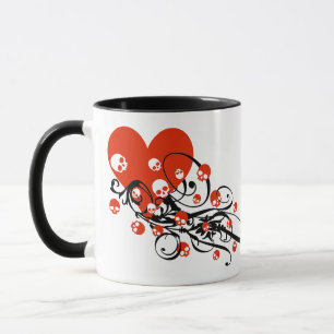 Heart with Skulls and Swirls Mug