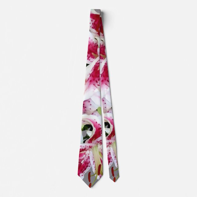 Heart With Stargazer Lilies Tie (Front)